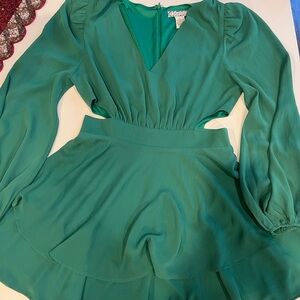 Chic Teal Long Sleeve Dress